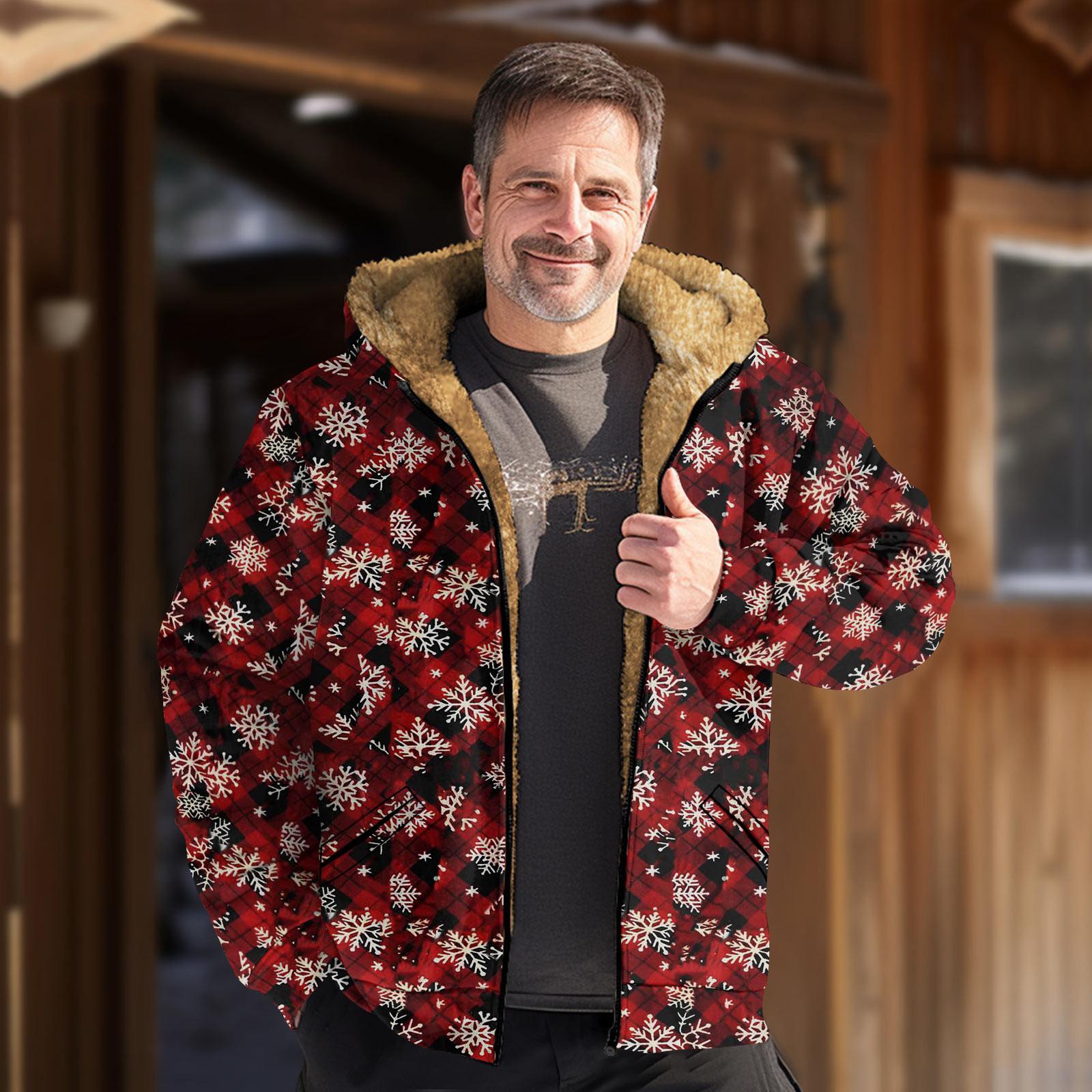 

Мужская куртка с рождественским принтом, мужская весенняя повседневная куртка с капюшоном на молнии XXXXL красный