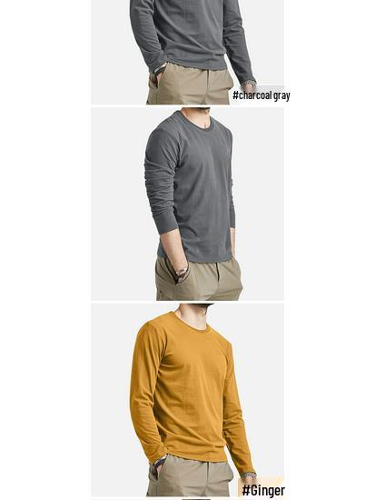 Men's Slim Fit Cotton Long Sleeve Base Layer Top for Autumn/Winter