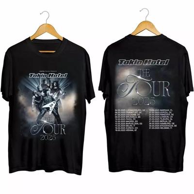 Tokio Hotel Tour 2025 2-seitiges T-Shirt Vollgröße S-5XL Schwarz UR838 Unisex T-Shirt
