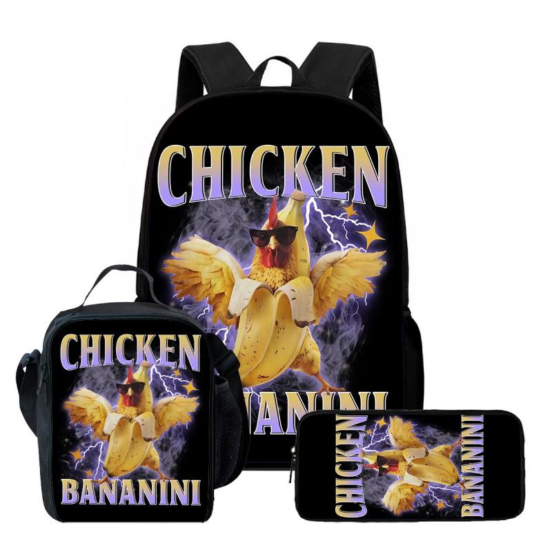 Kids School Backpack Lunch Bag Pencil Case Set - Cartoon Print Oxford Fabric Ergonomic Design Elementary Students