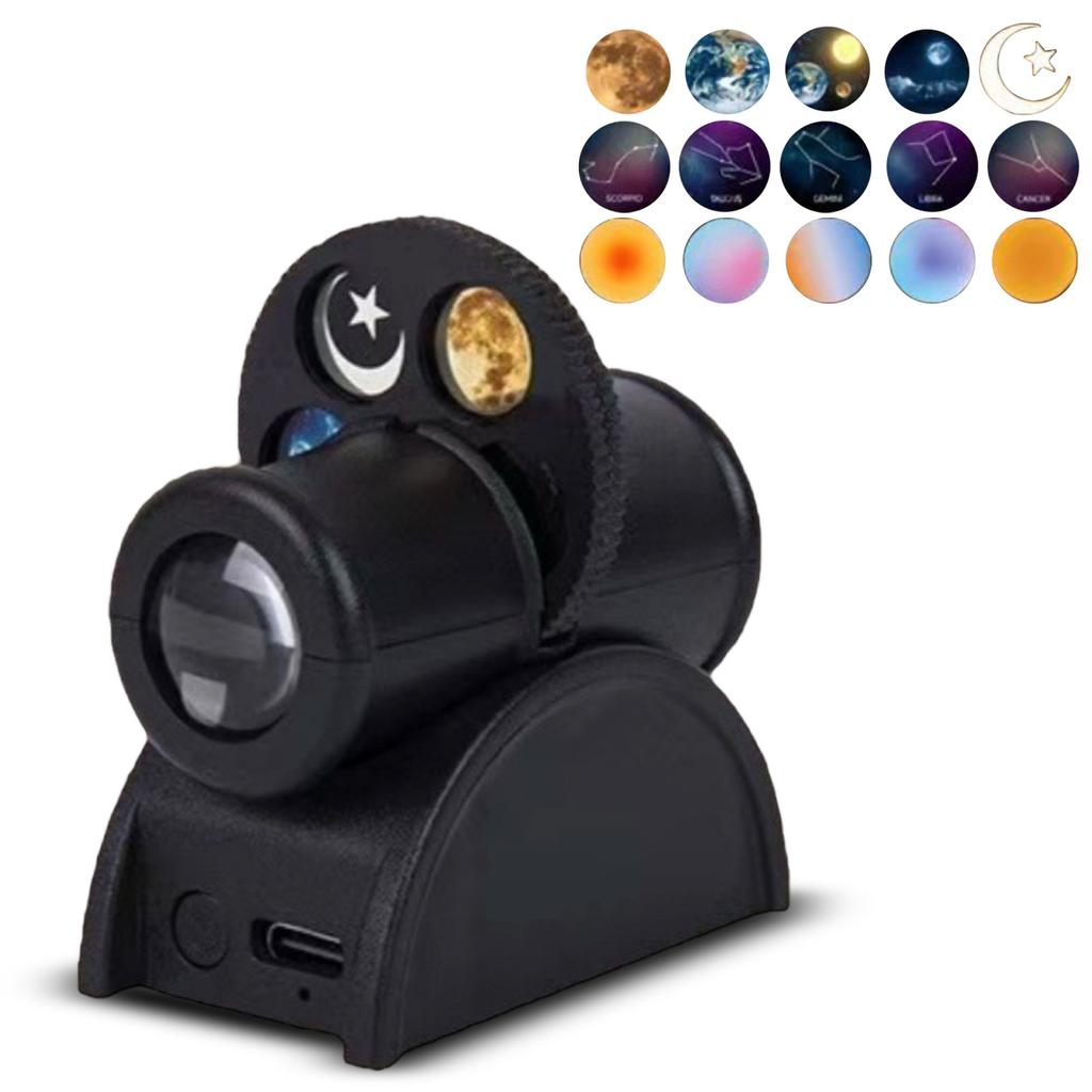 Desktop Projector Night Light with Moon and Earth Projection Rechargeable Atmosphere Lamp for Bedroom Desk Decoration and Relaxation Use