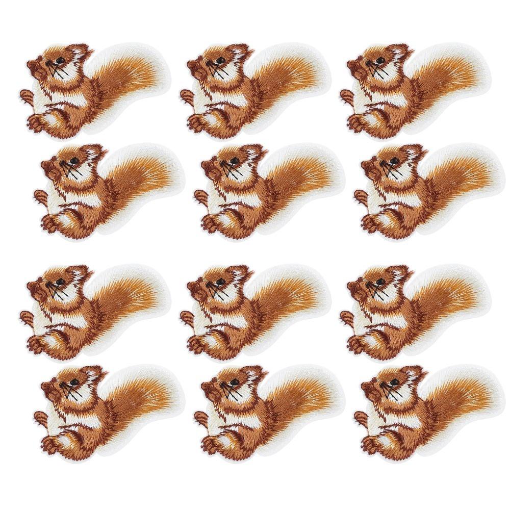 12pcs Cartoon Squirrel Iron On Patches Decorative Repair Embroidered Applique Hoodies