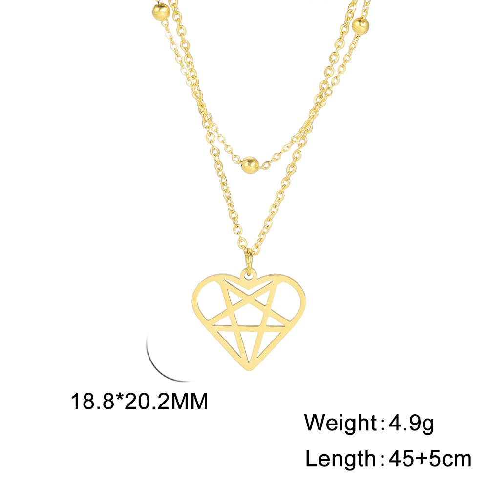 Cazador Pentagram Pentagonal Pendant Necklace for Women Heart Star Geometric Stainless Steel Chain Necklaces Jewelry Wholesale