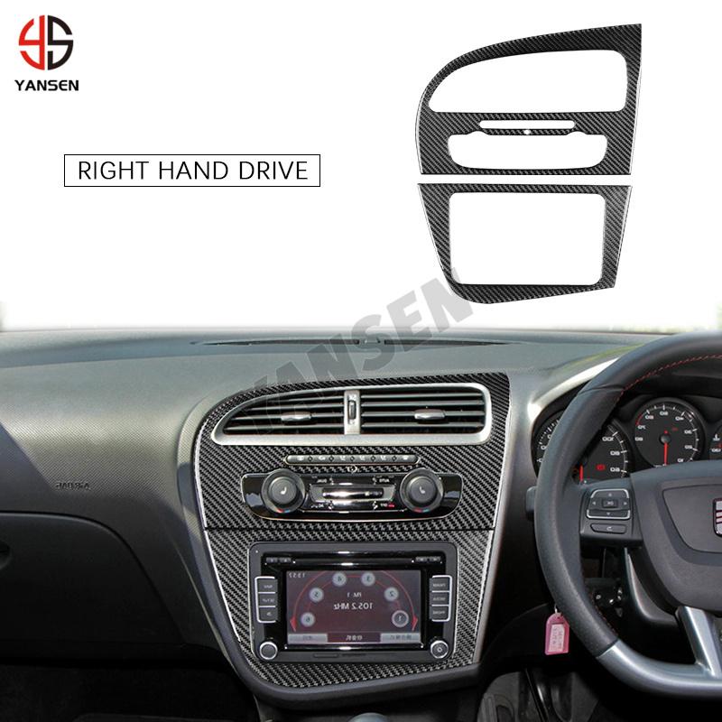 sdbn7 Car Instrument AC CD Panel Carbon Fiber Sticker For SEAT Leon 2005 2006 2007 2008 2009 2010 2011 2012 Interior Accessories