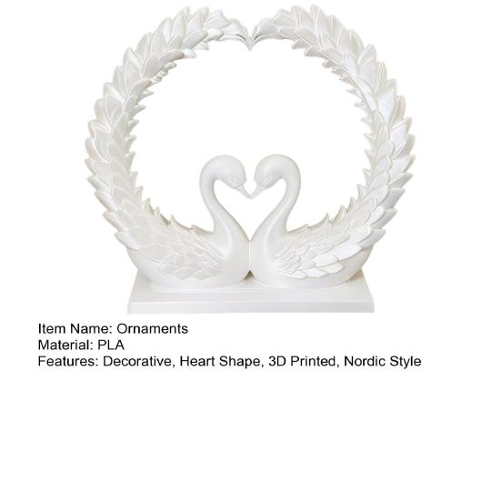 3D Printed Heart Shape Swan Couple Figurine, Romantic Love Statue for Wedding Women Couple Wife, Modern Style Decor for Shelf Office Living Room