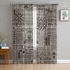 Barbershop Design Element Sheer Curtains For Living Room Modern Fashion Valance Curtains For Kitchen Tulle Curtains