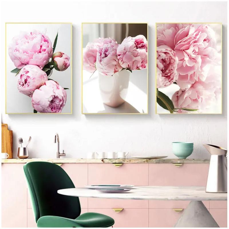 Canvas Painting Elegant Peony Flower Phrase Poster And Print Wall Art Picture For Living Room Home Decoration Nordic Decor