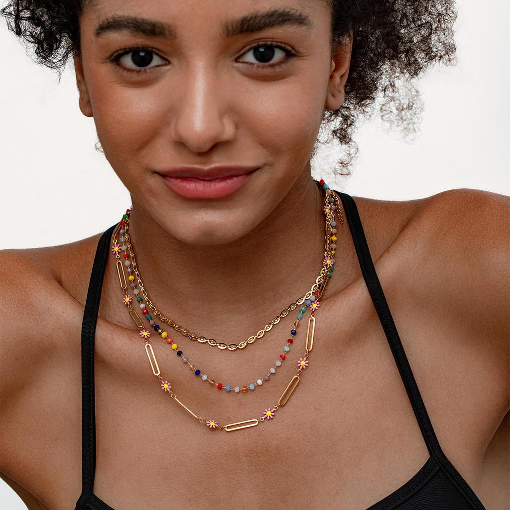 Multilayer Colorful Beaded Dopamine Clavicle Necklace European American Fashion Jewelry