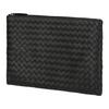 Bottega Veneta Intrecciato Woven Zip Leather Clutch Medium Women clutch Black 522429V3UN11275
