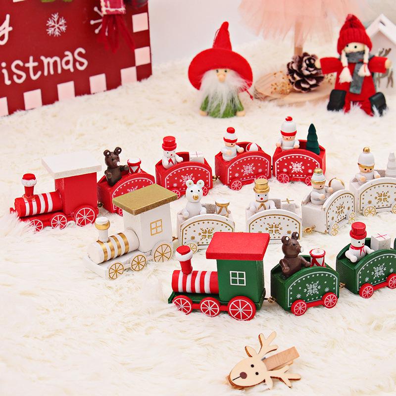Wooden Christmas Train Ornaments for Kids' Gifts and Decor