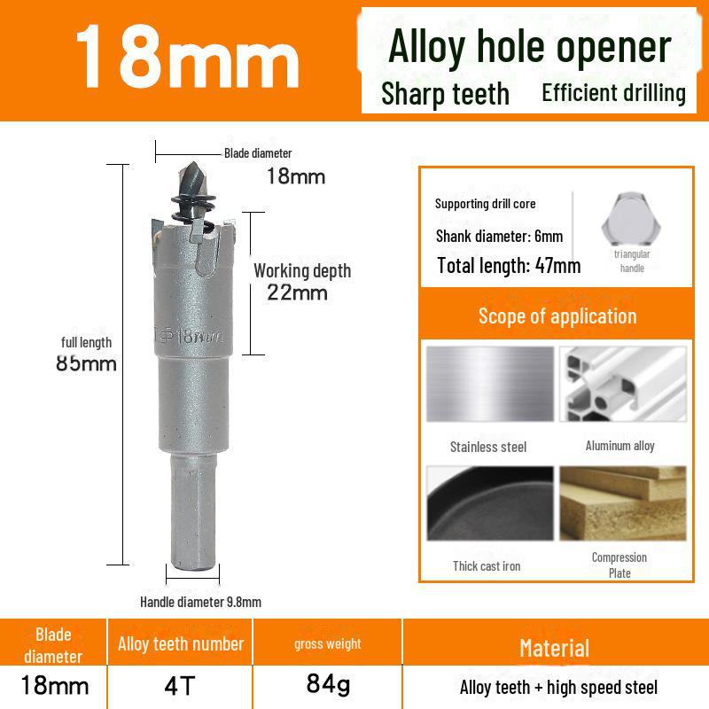 Deschizător de găuri din carbură TCT pentru metal: Alezor de găurit din oțel inoxidabil, cupru, aliaj de aluminiu