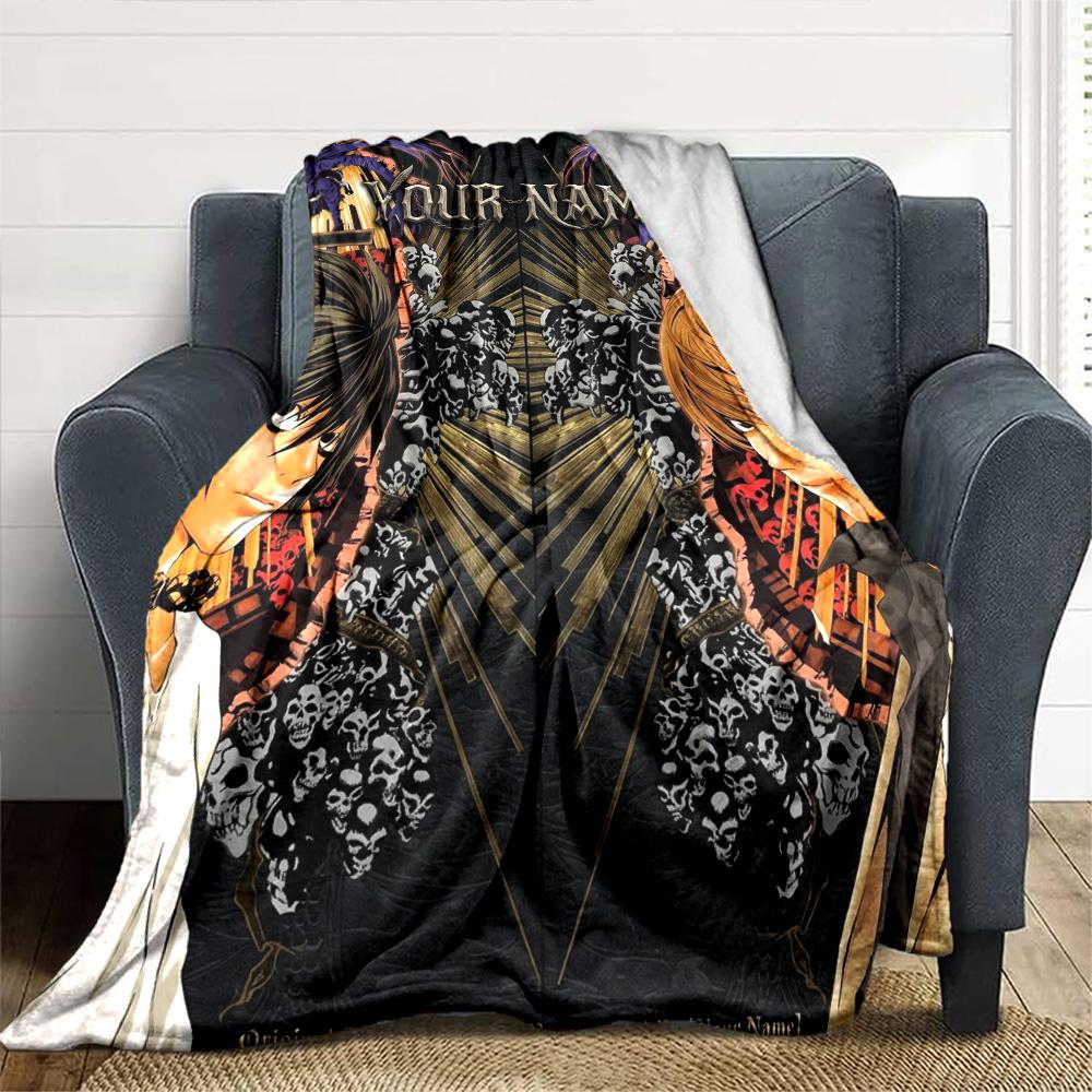 Name Custom Anime Death Note Print Flannel Blanket High Quality Warm Comfortable Cover for All Seasons Perfect for Gifts Home Decor