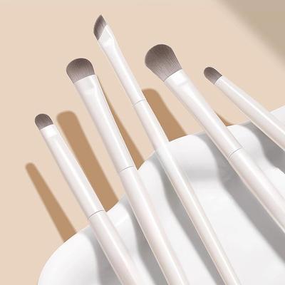 Juego de 5 Piezas de Pincel Delineador Angulado Esponjoso Cubre Sin Costuras Juego de Pinceles de Maquillaje Multifuncional Fibra Artificial Con Bolsa de Almacenamiento