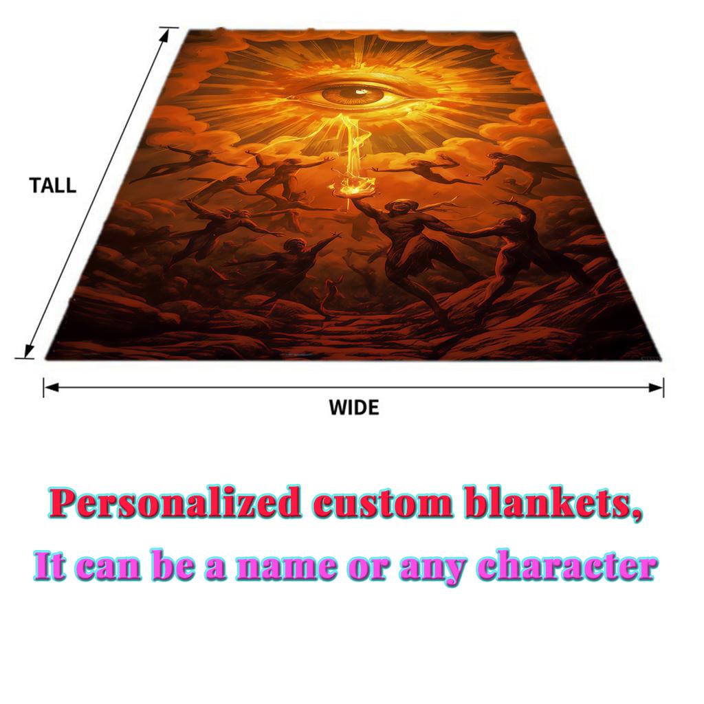 The Eye of The Demon Flannel Thin Blanket Soft Warm Blanket for Bedroom Living Room Bed Travel Camping Picnic Gift Customizable