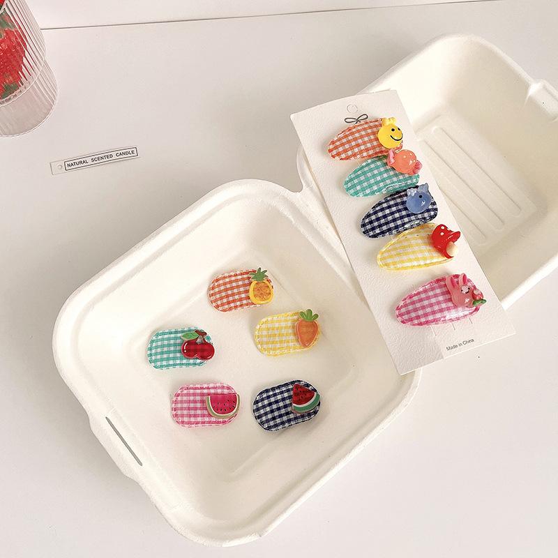 5pcs Korean Children Hairpin Girl Baby Cartoon Fruit  Bb Clip Headwear Girls Kids Hair Accessories