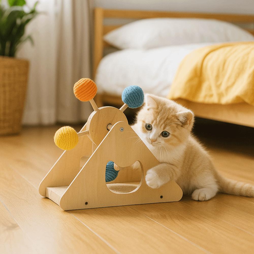 Rotating Turntable Ferris Wheel Cat Toy Detachable Wear Resistant Cat Scratcher Toy Durable Interactive Cat Toy Playing Teasing