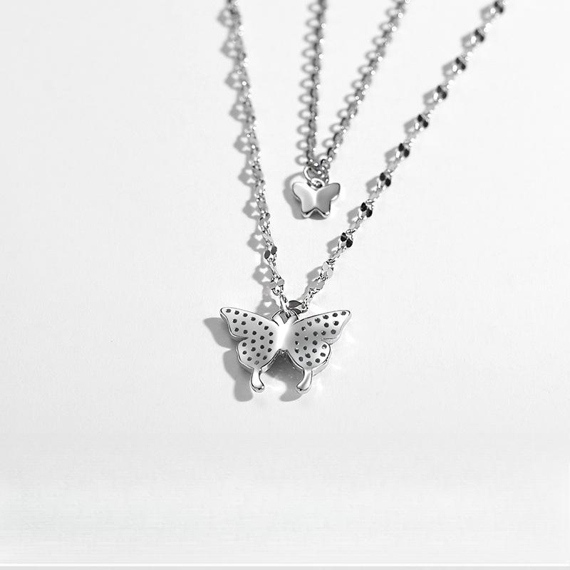 Butterfly Necklace New Year Design Sense Birthday Gift Double Layer Clavicle Chain