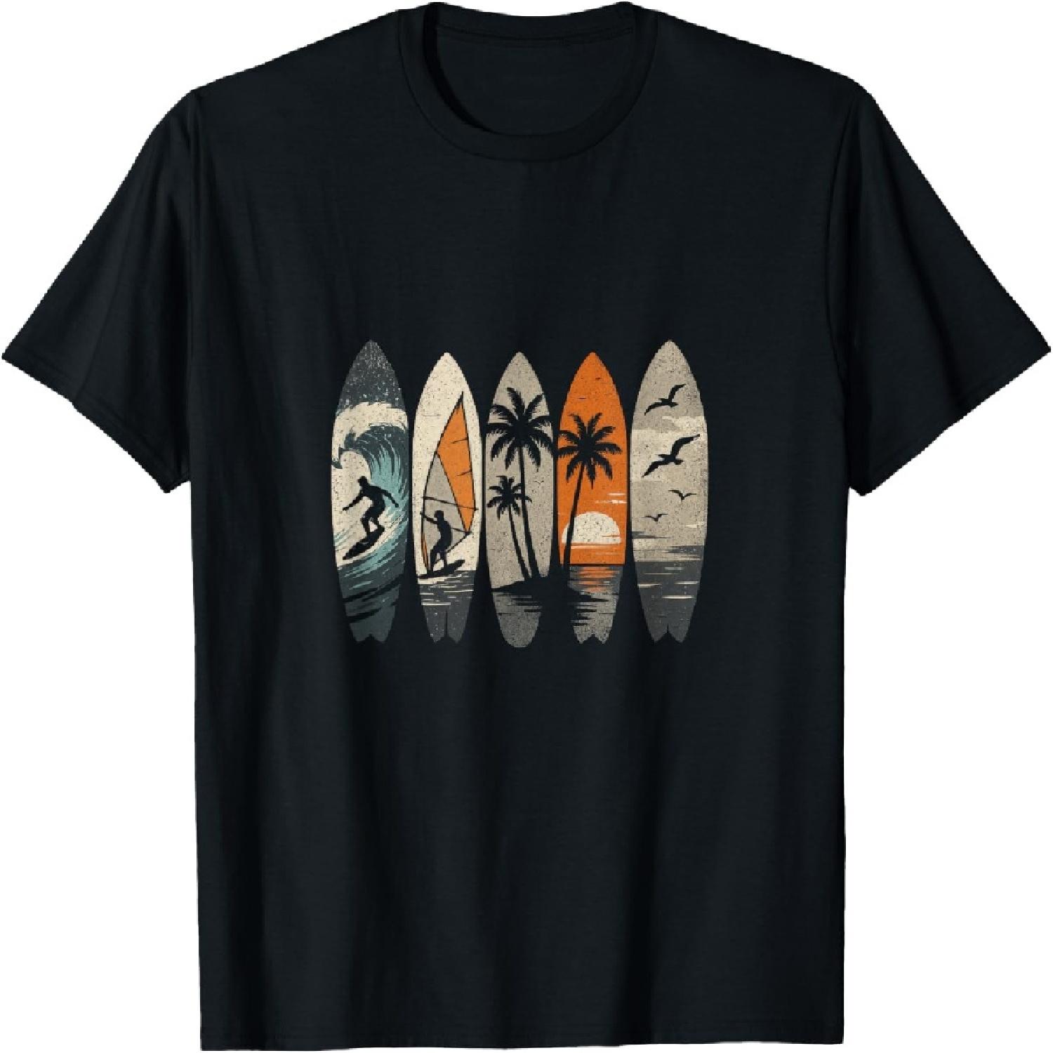 Surfing Vintage Retro Surfboarder Surfer Beach T-Shirt S
