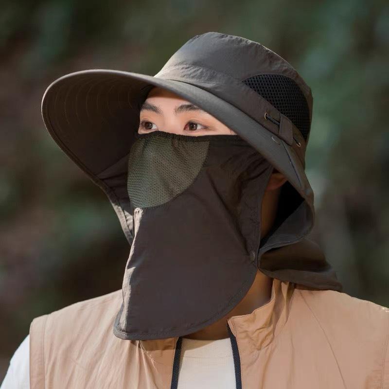 Bucket Hat Men'S Summer Uv Protection Outdoor Travel Visor Hat Fishing Face Visor Sun Hat Big Brim Sun Hat