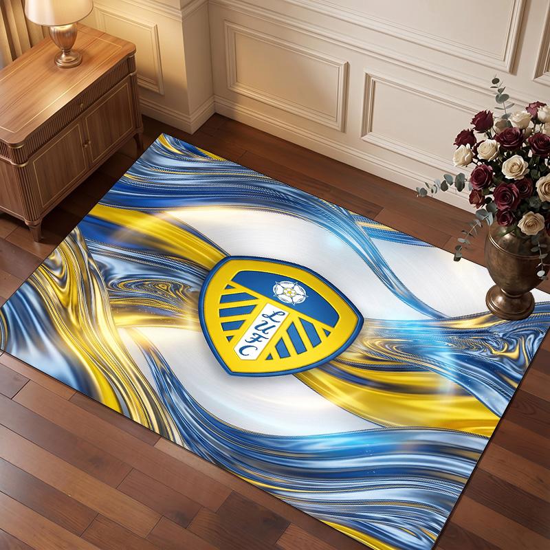 Leeds United Voetbal Print Kristalfluweel Tapijt, Comfortabel Waterabsorberend Antislip Binnen Vloerkleed