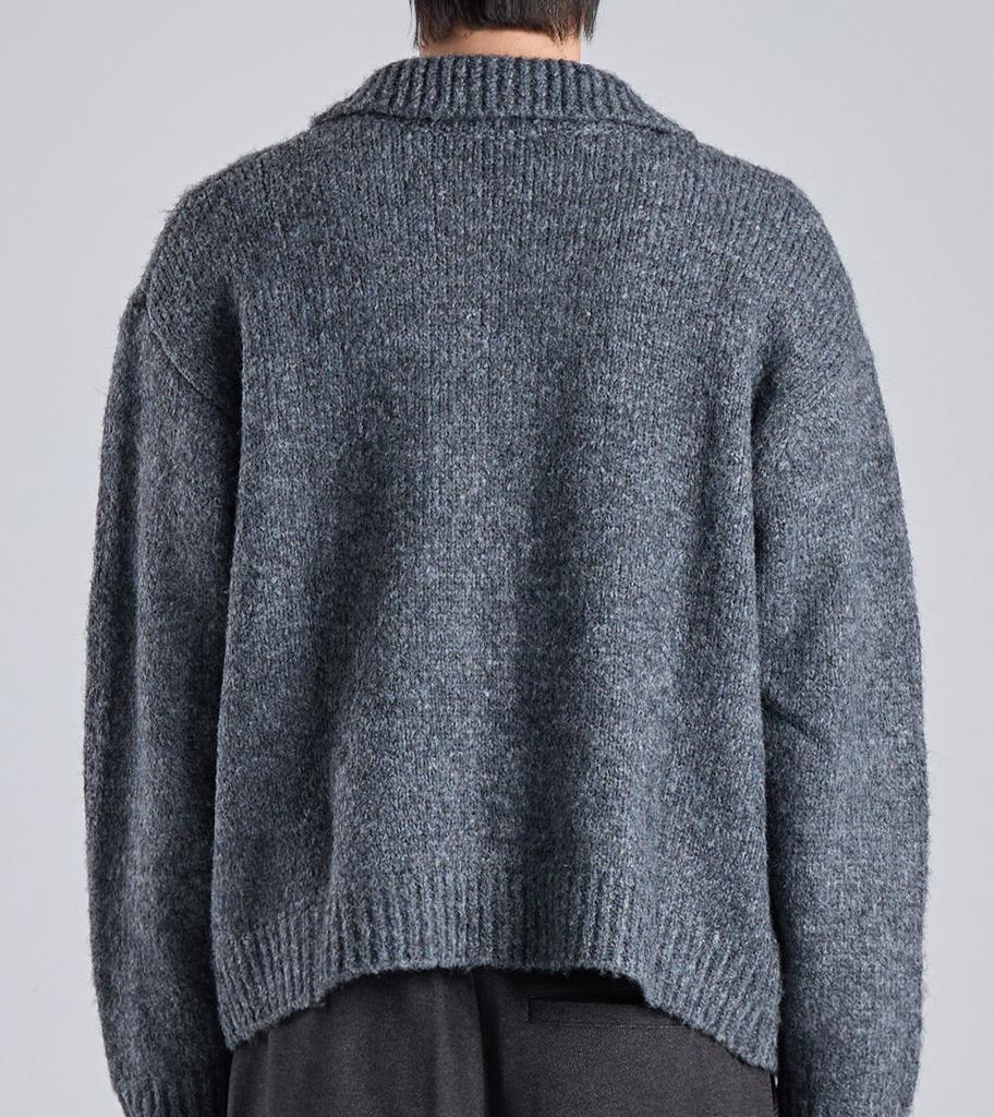 Button Seoul Heavy Knit Zip-Up Cardigan (Gray)