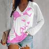 2024 Women's V-Neck NFL Team Long Sleeve T-Shirt with 3D Print Design