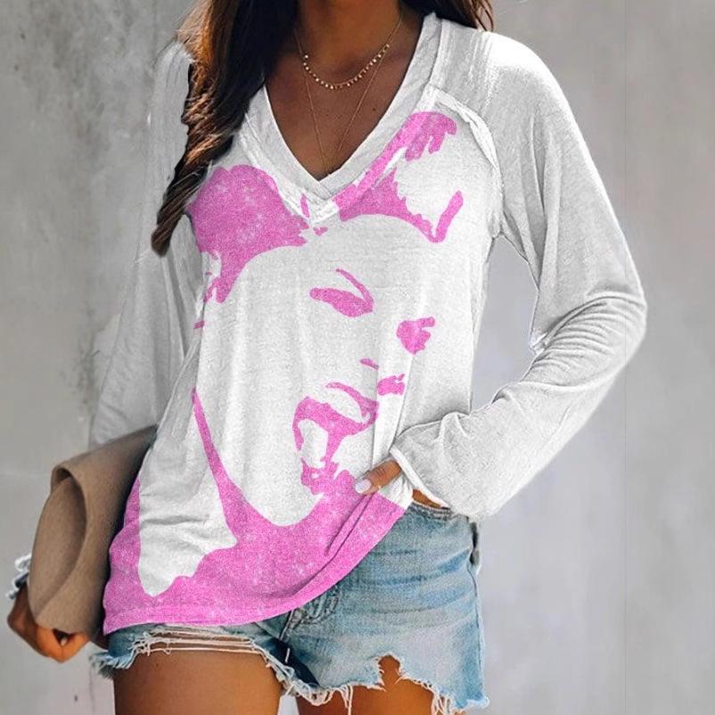 2024 Women's V-Neck NFL Team Long Sleeve T-Shirt with 3D Print Design