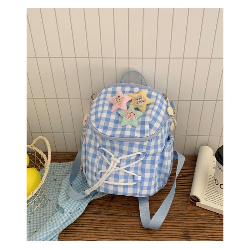 High Value, Fresh, Sweet and Cute Girl Plaid Mini Backpack, Light Travel Backpack for Junior High School Students