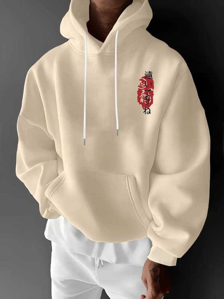 Felpa con cappuccio sportiva Hip Hop da uomo Autunno/Inverno Stampa drago e nuvole giapponesi retrò Felpa in pile Stile street orientale Sportiva Quotidiana