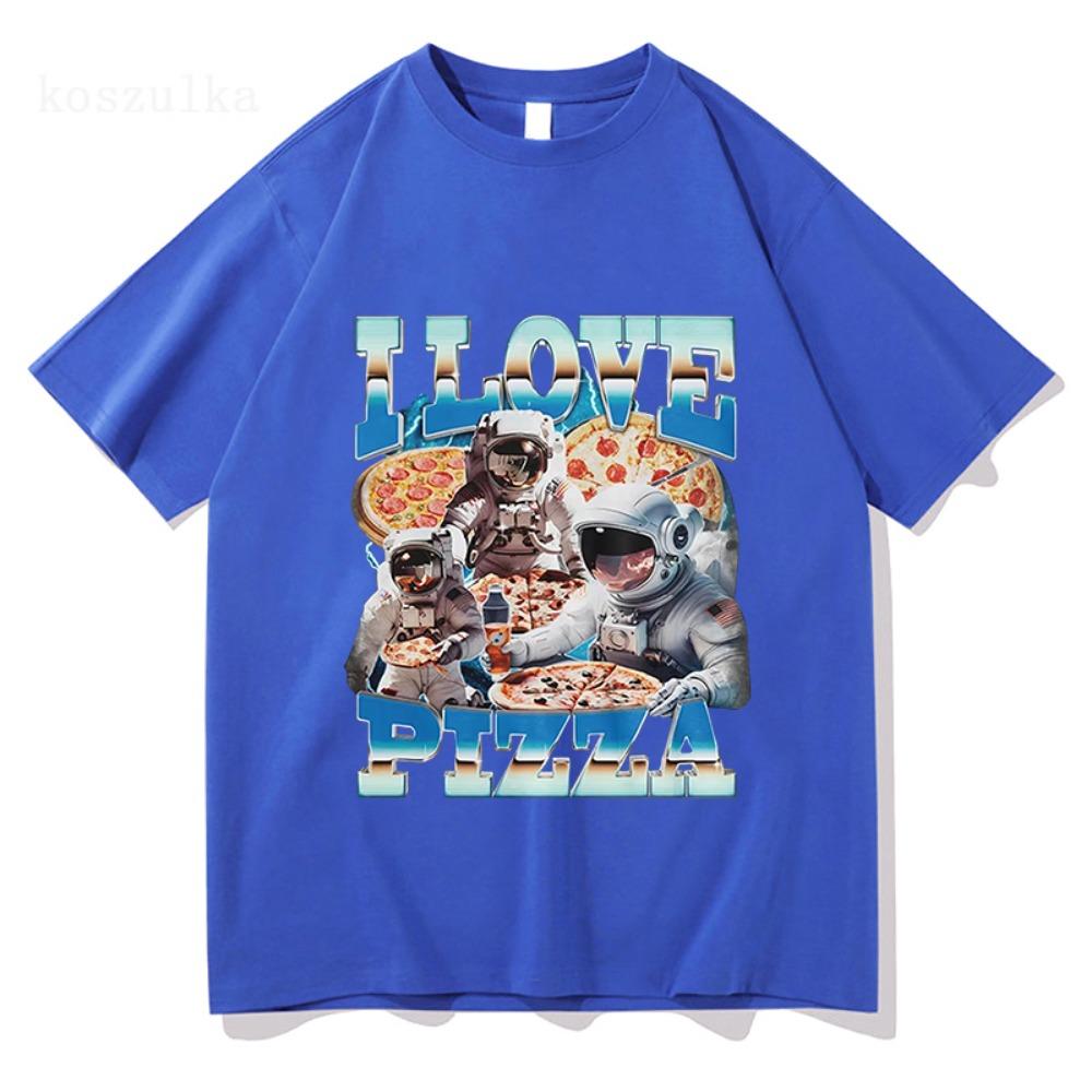 Ich liebe Pizza Lustiges Meme T-Shirt Astronaut Pizza Liebhaber Grafik Damenmode Vintage Kurzarm T-Shirts Baumwoll T-Shirt