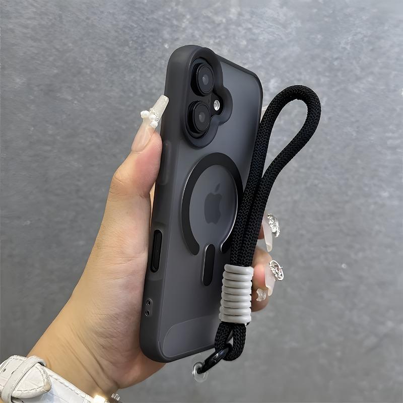 Luxusní magnetická šňůrka Průhledné pouzdro Pro iPhone 16 15 14 13 12 Pro Max 16 Plus Pro Magsafe Bezdrátové nabíjení Matný zadní kryt