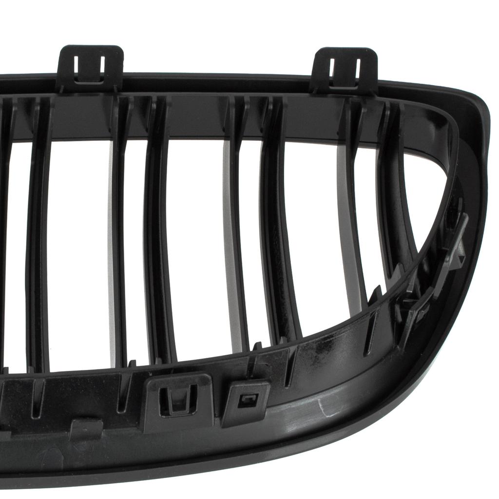 BMW 3 E92 E93 06-10 Kühlergrill-Einsätze zwischen den Scheinwerfern (Nieren) linkes + rechtes Set SCHWARZ GLÄNZEND DOPPELSTREIFEN