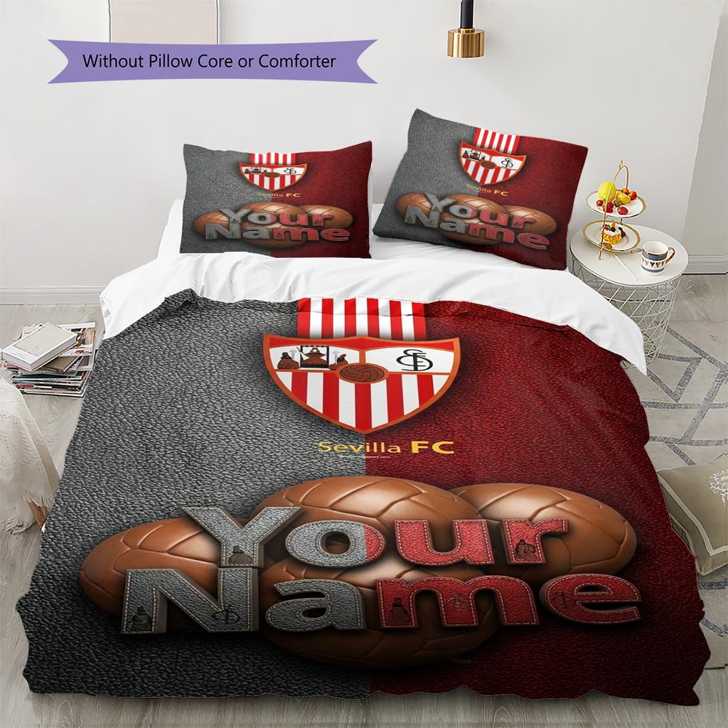 Name Custom Sevilla FC Pattern Bedding Set Quilt Cover Pillowcase Home Decor Gift (1 * duvet cover + 2 * pillowcase, without core)