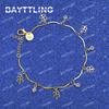 Charm 925 Sterling Silver 18K Gold 8 Inches Four Leaf Clover Zircon Bracelet Women Fashion Luxury Wedding Gift Jewelry
