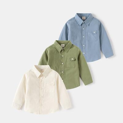 2025 Spring New Boys Long-sleeved Shirt Korean Version Baby Lapel Shirt Children's Fashion Top
