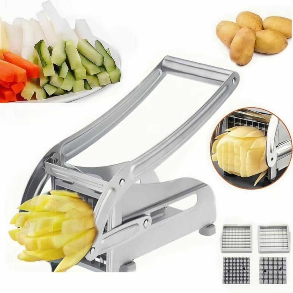 Stainless Steel French Fry Cutter with 1/2-Inch Blade - Heavy-Duty Potato Cutter, Perfect for Cutting Potatoes, Carrots & Cucumb