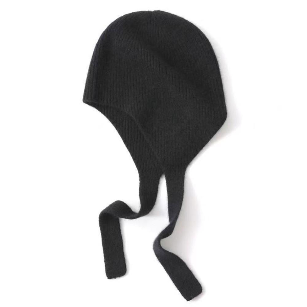 Windproof Knit Earflap Hat Solid Color Warm Skull Cap Korean Style Bonnet  Daily Commute