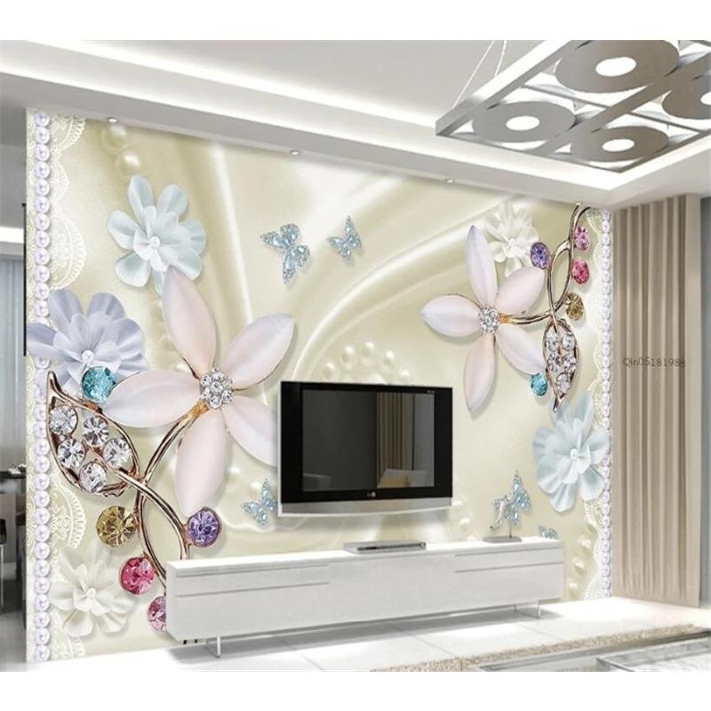

Wallpaper Gorgeous Jeweled Diamond Flower 3d Murals Tv Backdrop Living Room Bedroom Mural Wallpaper For Walls 200 cm(W) x 140 cm(H)