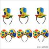 Colorful Clown Polka Dot Costume Set with Nose, Hat, Wig, Bow Tie, and Magic Props.