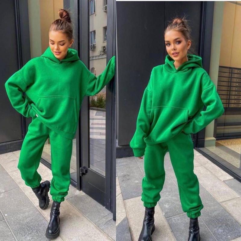 Womens Oversized Hooded Sweatshirt Set Casual Streetwear Two-Piece Outfit Winter 2026