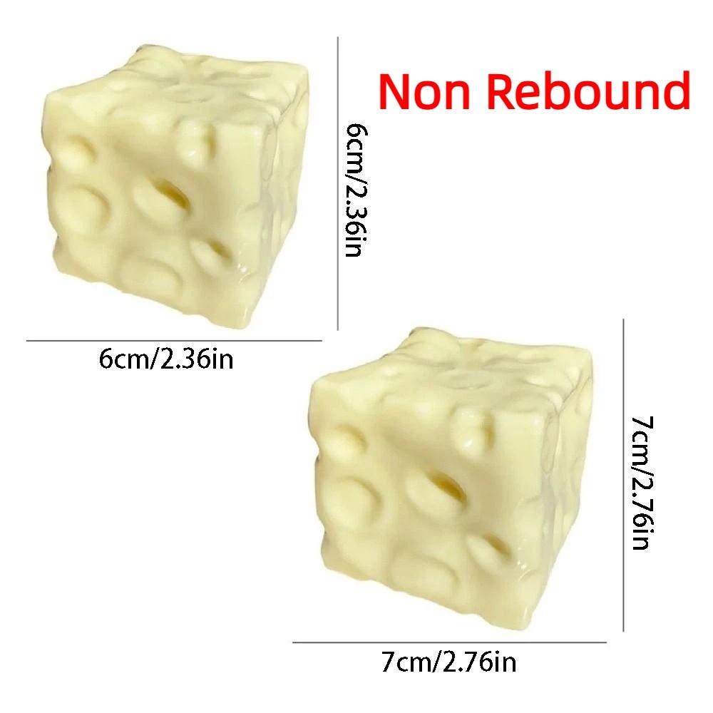 Super Soft Cheese Squeezed Cube 6/7cm Cheese Stress Ball Giant Cheese Squeeze Toy  Stress Relief