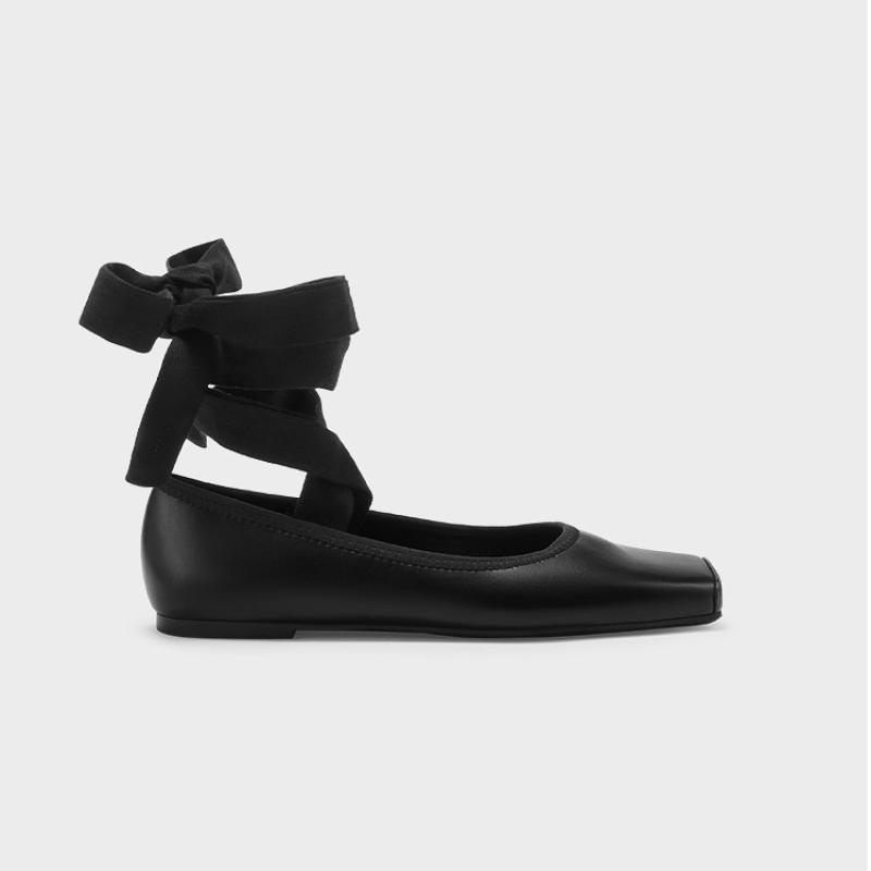 Fashion Soft Sole Ballet Shoes Cross Strapping Flat Heel Soft Sole Square Toe Single Shoes Women's French Temperament Color Contrast