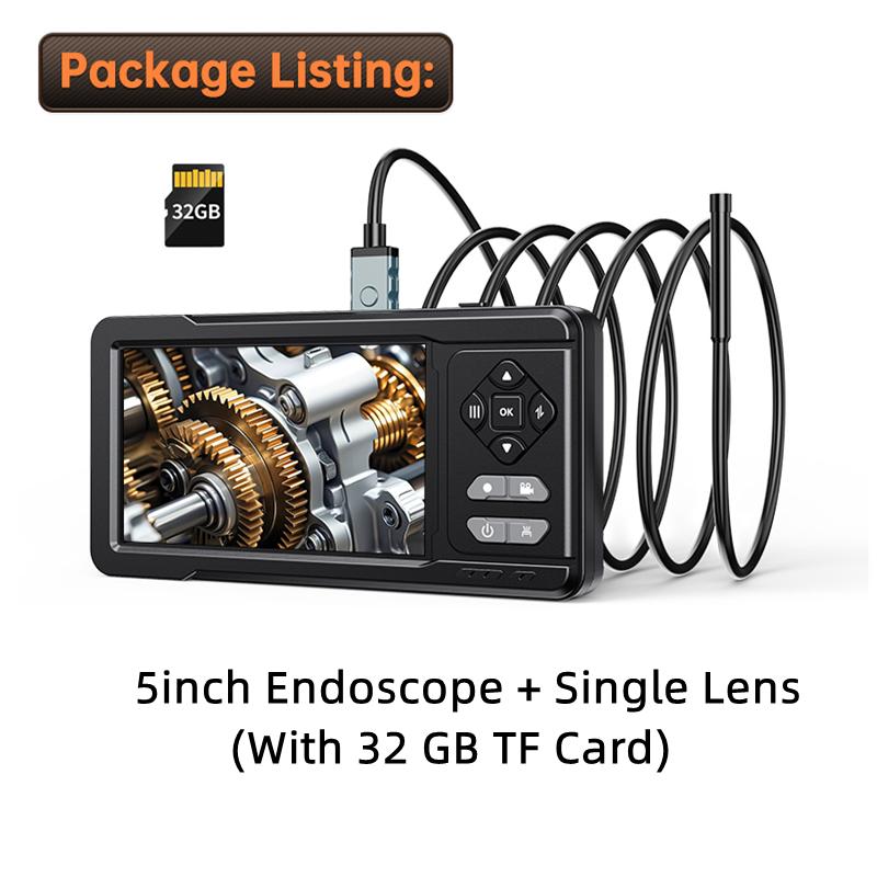 5inch Dual-Lens Endoscope Camera with Light 1080P Borescope 16.5FT Flexible Sewer Camera IP67 Waterproof Plumbing Snake Camera