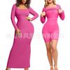 Women S Modal Ribbed Long Sleeve U Neck Shapewear Maxi Dress Tummy Control Butt Lifting Bodycon Long Dress