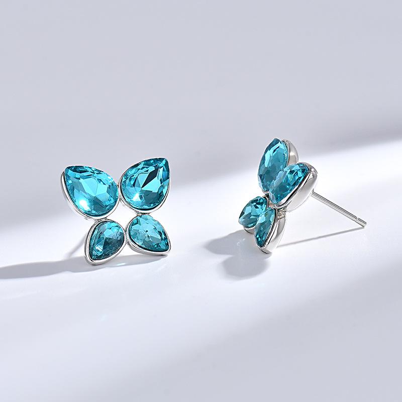 Korean Crystal Angel Tear Stud Earrings - Colorful Teardrop Diamonds with Unique Niche Style for Women