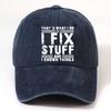 EOXF Vintage Washed Baseball Cap Black with I Fix Things Text Adjustable Strap Breathable SixPiece Design Suitable