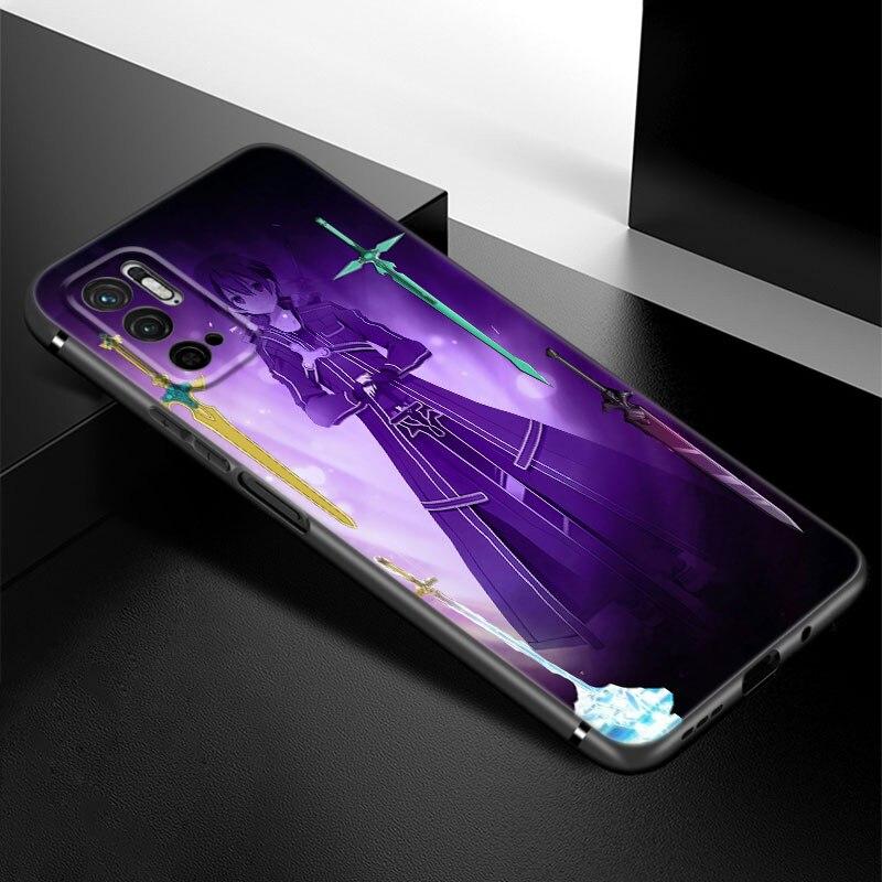 Anime Kirito ve Asuna telefon kılıfı Xiaomi Redmi için not 7 8 8T 9 9S 10 10S 10T 11 11S 4G 11E 11T Pro 5G yumuşak TPU siyah kapak