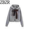 Za New Fall Women's Clothing 2025 Fashion Wind Bows Knitting Long Sleeve Hooded Jacket 5536129 809