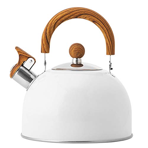 

Dzannc Whistling Kettle, 2.5 Liters, Induction Compatible, Stylish, Large Capacity, Nordic Style, Stainless Steel, Wide Mouth, Wood Grain Handle, Barl