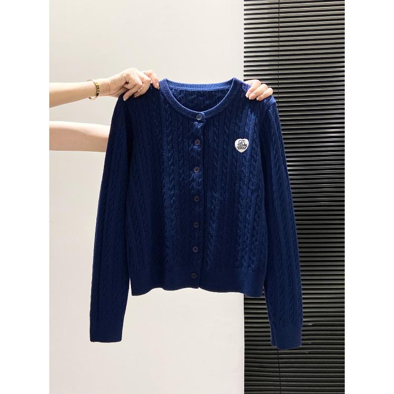 Dopamine knitted jacket women's spring and autumn love twist embroidered top single-breasted soft waxy sweater cardigan
